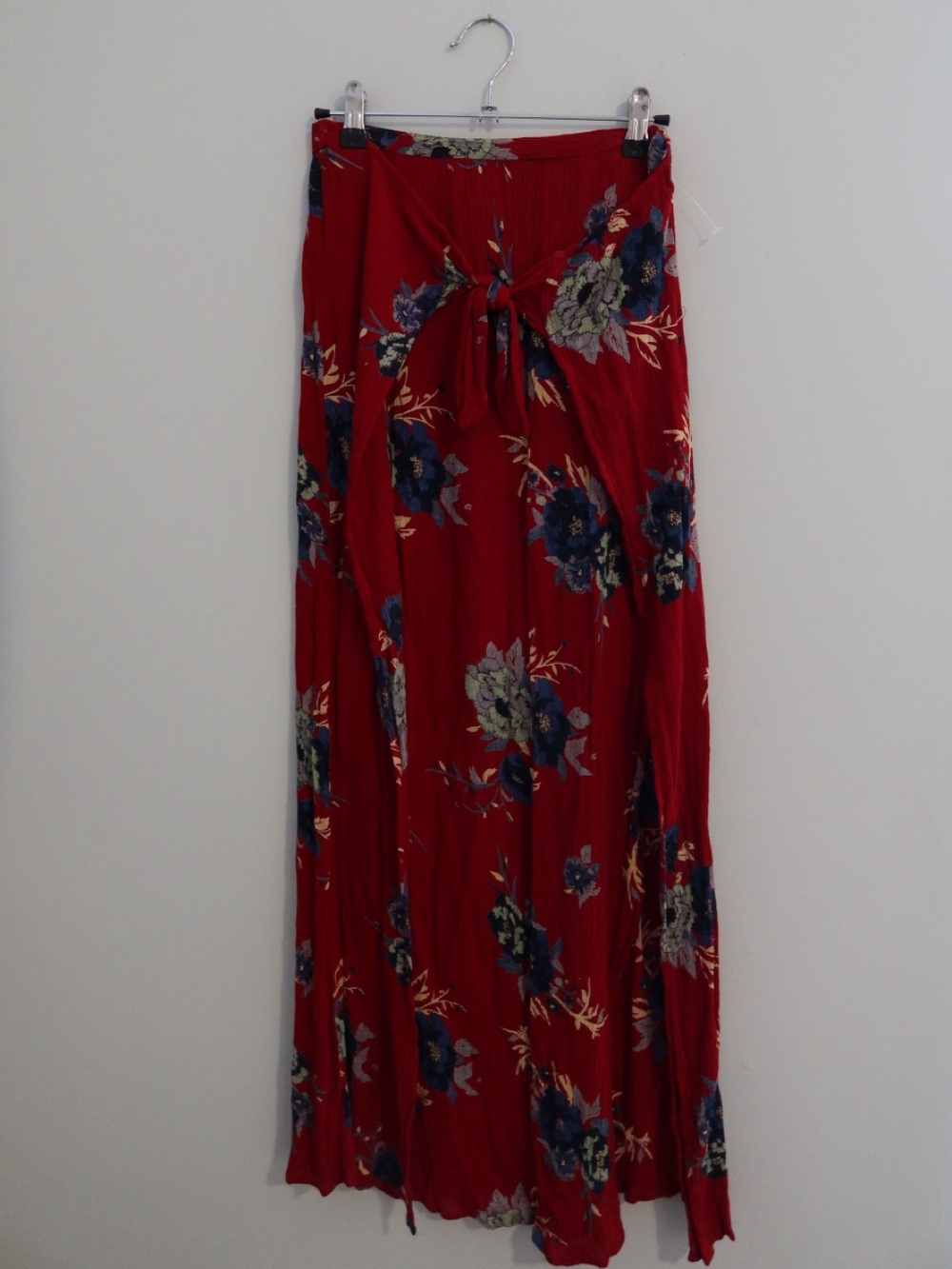 Patrons of Peace Red Floral Tie-Front Maxi Skirt